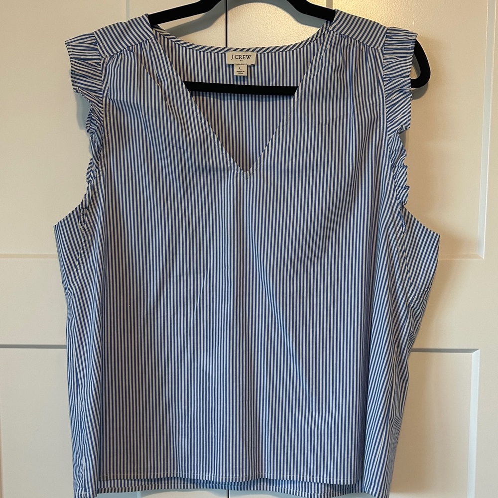 J. Crew Navy and White Striped Blouse